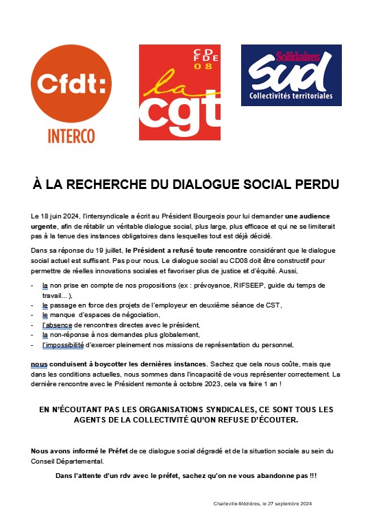 À LA RECHERCHE DU DIALOGUE SOCIAL PERDU